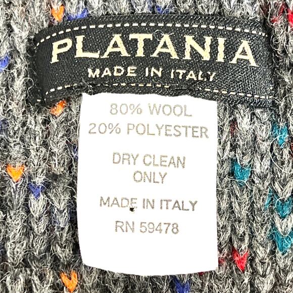 Platania Wool Neck Collar Scarf Gray Orange Red Made in Italy Lagenlook Cottage - Picture 2 of 8